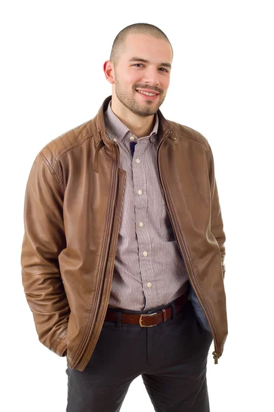 Hombre casual feliz aislado sobre fondo blanco — Foto de Stock