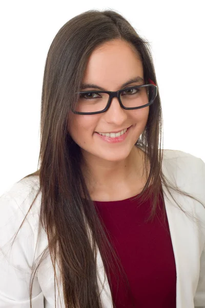 Young business woman portrait isolated on white background — Stock Photo, Image