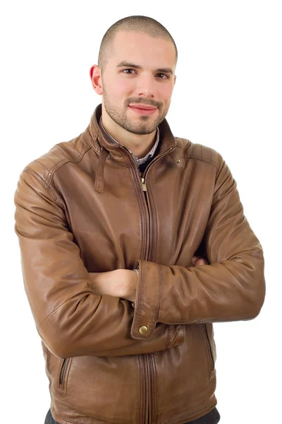 Hombre casual feliz aislado sobre fondo blanco — Foto de Stock