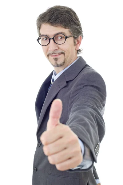 Business man going thumb up, isolated on white — Stock Photo, Image
