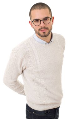 düşünme, izole genç casual adam 