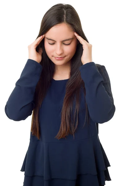 Young woman with a strong headache, isolated — Stock Photo, Image