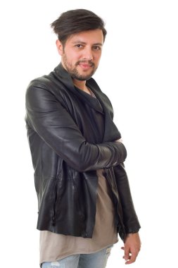 Beyaz casual adam izole mutlu