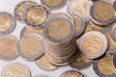 Avro paralarının büyük bir kısmının üst görünüm resmini kapat. 