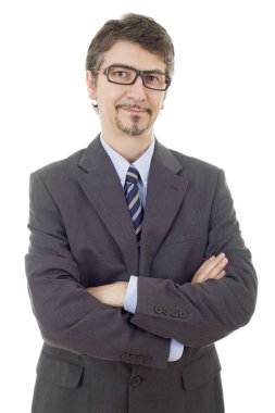 genç iş adamı portre üzerinde beyaz izole