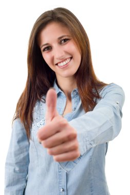 Yaşasın, izole genç casual kadın