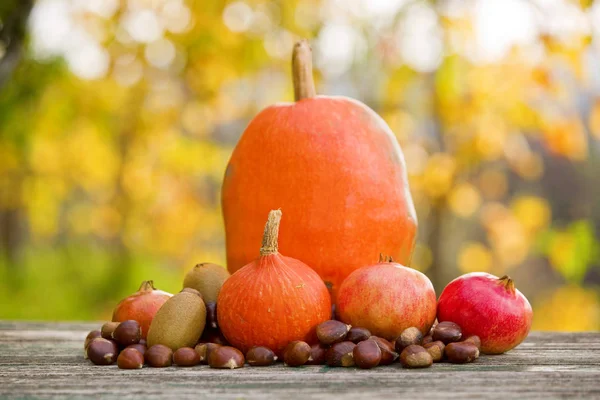 Осенняя концепция природы. Осенние фрукты на открытом воздухе — стоковое фото