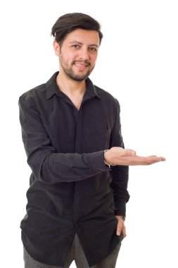 kameraya bakıyor ve onun tarafına işaret. izole