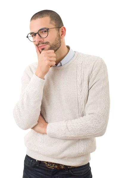 Hombre casual feliz aislado sobre fondo blanco — Foto de Stock