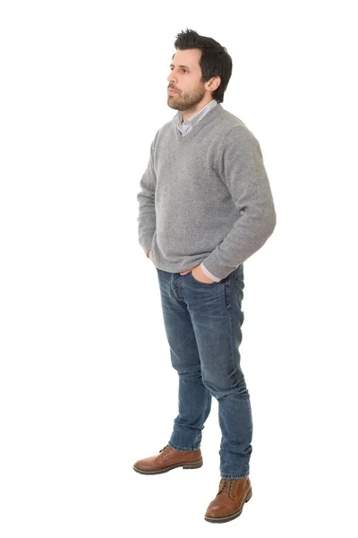 Young casual man full body in a white background — Stock Photo, Image