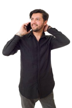 izole telefonda rahat mutlu adam