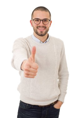 Yaşasın, izole mutlu casual adam