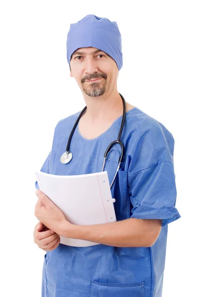 Médecin de l'hôpital souriant isolé sur fond blanc — Photo