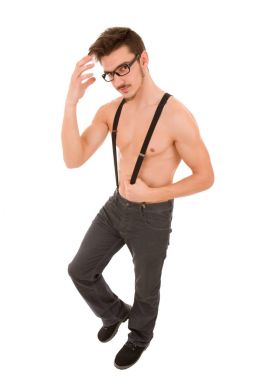 Casual adam tam vücut içinde beyaz bir arka plan