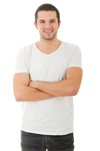 Young happy casual man portrait, isolated on white Stock Picture