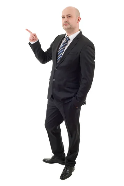 Geschäftsmann Ganzkörper zeigt isoliert auf weißem Hintergrund — Stockfoto
