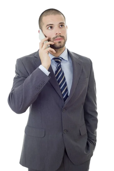 Worried business man on the phone, isolated — Stock Photo, Image