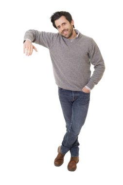 izole dışarı bir gösteren harekete kollu adam