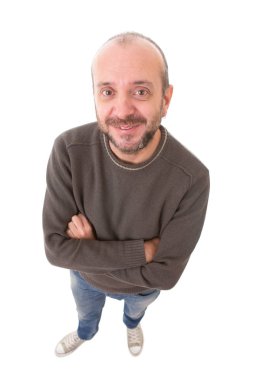 Casual adam tam vücut içinde beyaz bir arka plan