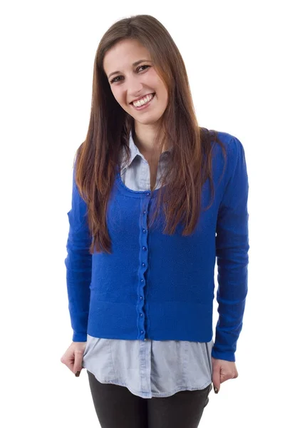 Jovem mulher bonita casual, isolado em branco — Fotografia de Stock