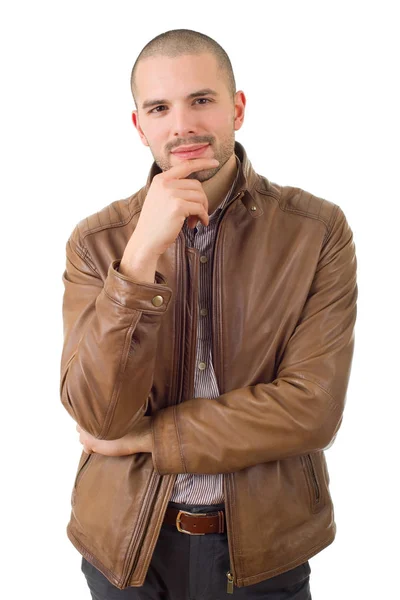 Feliz homem casual isolado no fundo branco — Fotografia de Stock