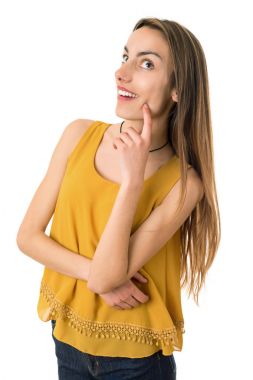 beyaz izole rahat güzel kadın