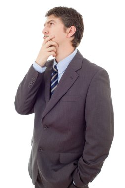 düşünme, üzerinde beyaz izole iş adamı