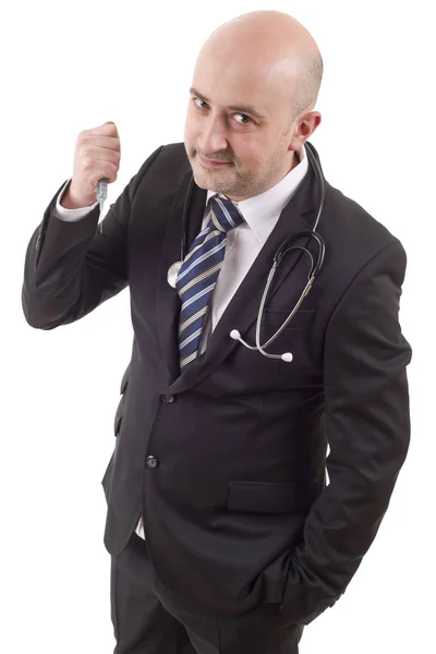 Dum manlig läkare, isolerad på vit bakgrund — Stockfoto