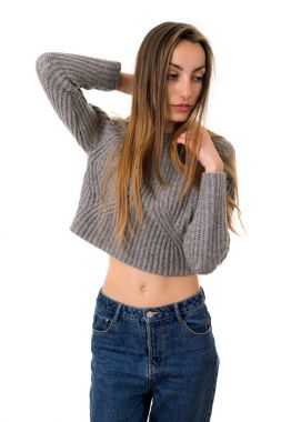 beyaz izole rahat güzel kadın