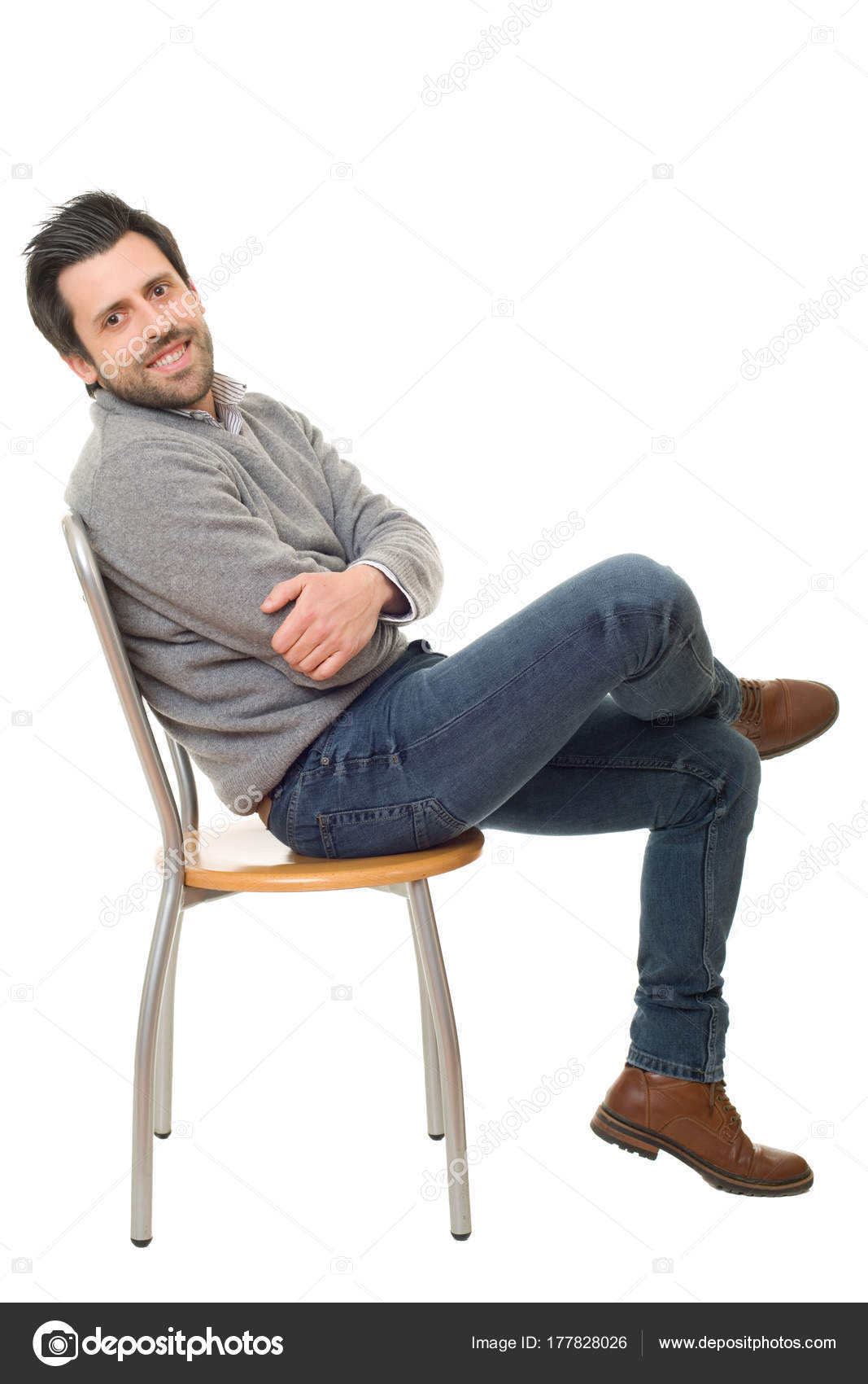 Happy casual man on a chair, isolated Stock Photo by ©zittto 177828026