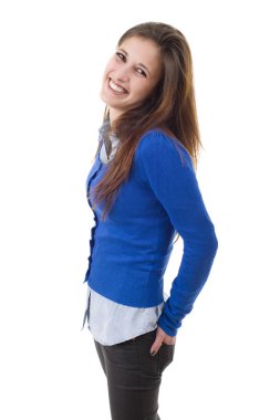 beyaz izole rahat güzel kadın