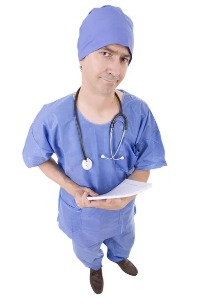 Silly male doctor full length, isolated — Stock Photo, Image