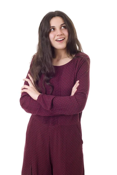 Jovem mulher bonita casual, isolado em branco — Fotografia de Stock