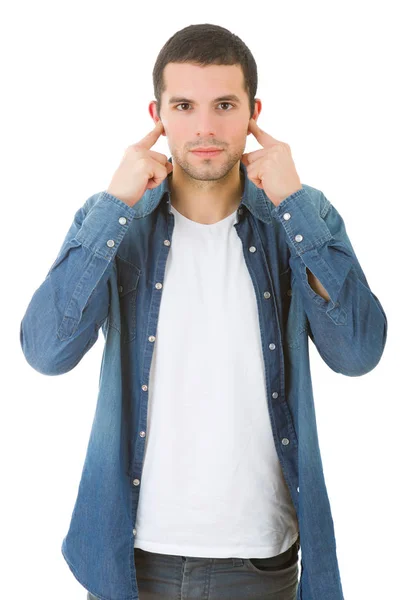 Covering his ears — Stock Photo, Image