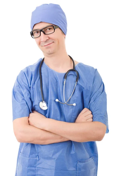 Feliz médico masculino, isolado em fundo branco Imagem De Stock