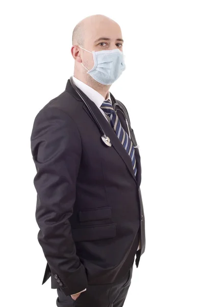 Gelukkig man dokter, geïsoleerd op witte achtergrond — Stockfoto