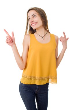 beyaz izole rahat güzel kadın