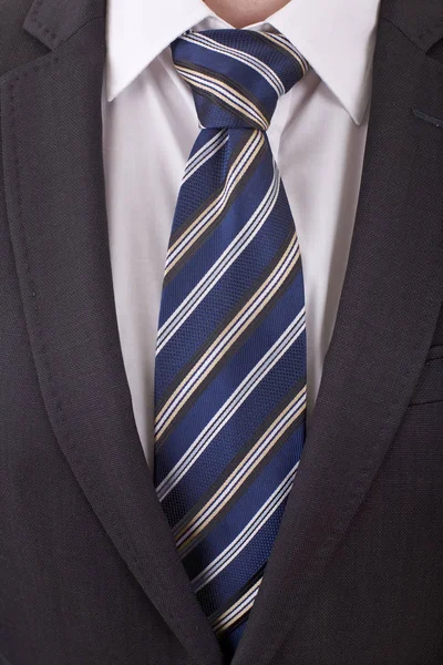 Business Power, Detail closeup, jacket men's, shirt with a blue tie — Stock Photo, Image