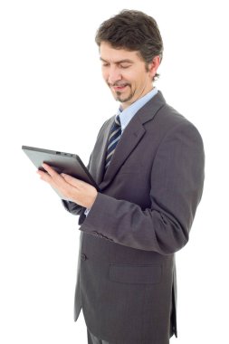 genç işadamı, izole bir tablet PC