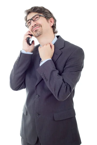 Homme d'affaires inquiet au téléphone, isolé — Photo
