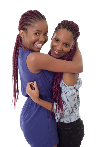 Casual heureux filles africaines, isolé sur fond blanc — Photo