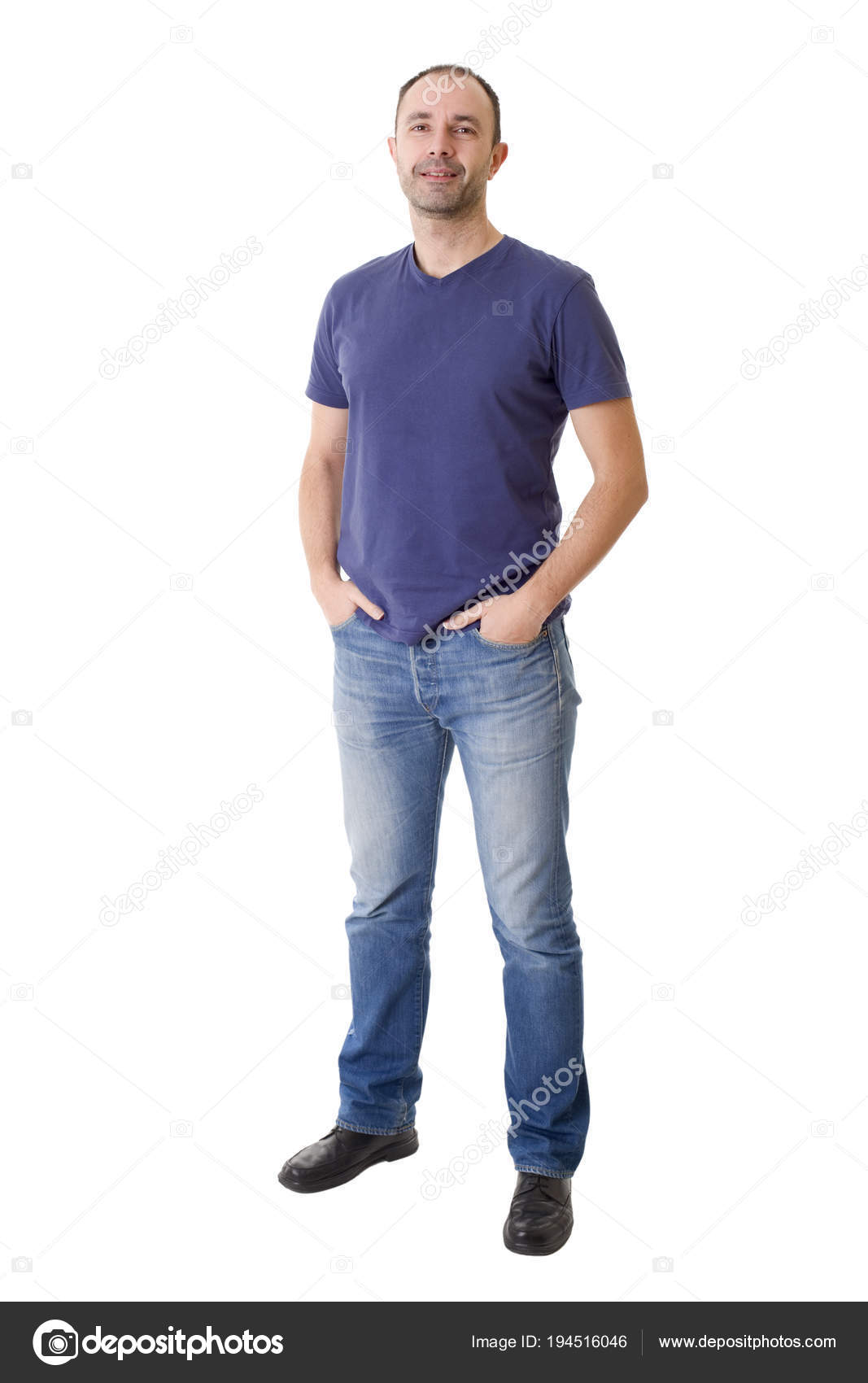 Happy casual man full body in a white background Stock Photo by
