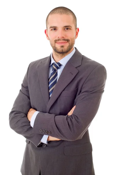 Feliz homem de negócios retrato isolado no branco — Fotografia de Stock