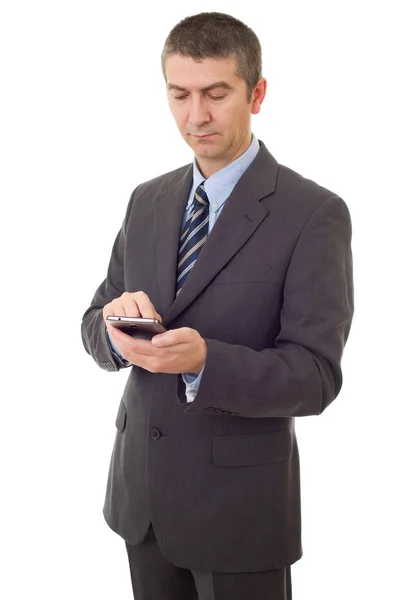 Worried business man on the phone, isolated — Stock Photo, Image