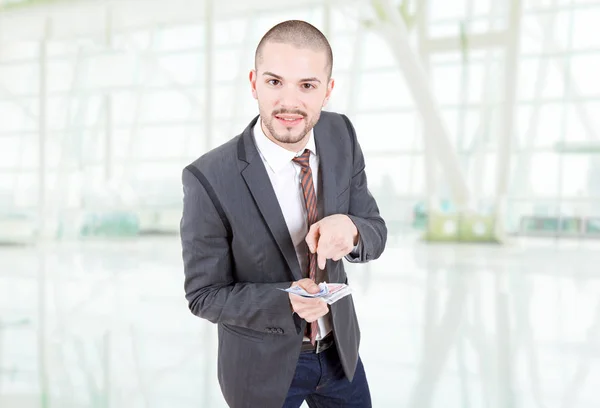 Business man with money at the office — Stock Photo, Image