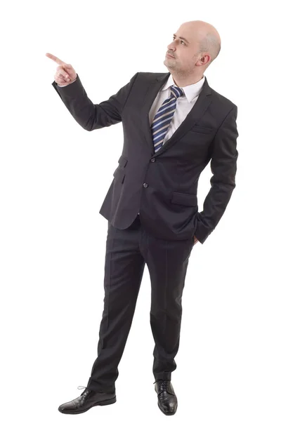 Businessman full body pointing isolated on white background — Stock Photo, Image