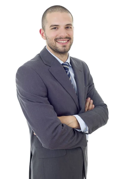 Feliz homem de negócios retrato isolado no branco — Fotografia de Stock