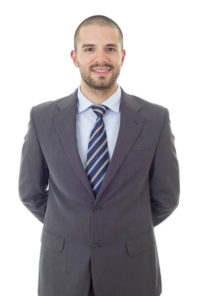 Retrato hombre de negocios feliz aislado en blanco —  Fotos de Stock