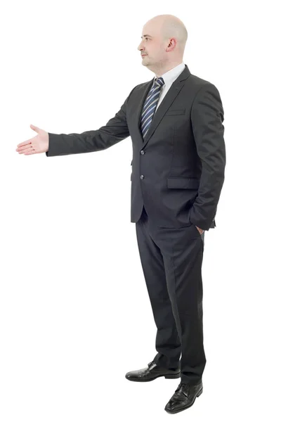 Geschäftsmann in voller Länge bietet einen Händedruck, isoliert — Stockfoto