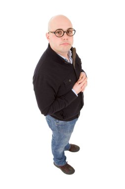 aptal casual adam tam vücut, izole